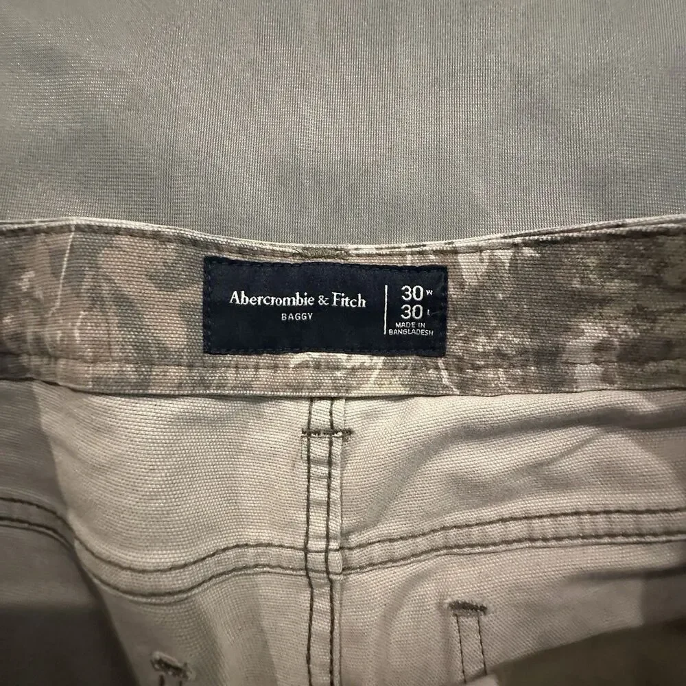 Abercrombie & Fitch Baggy Carpenter Pants Mens 30x30 Camo Workwear Utility Y2K